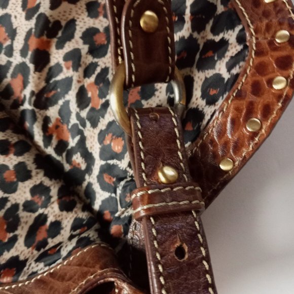 MAXX NEW YORK Faux Leather Croc Studded Shoulder Bag GUC Brown - Picture 7 of 7